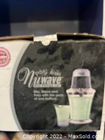 Front panel of Nuwave Party Mixer box showing product image and branding.