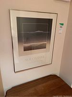 Photo of entire framed print hanging on wall showing overall condition and framing.