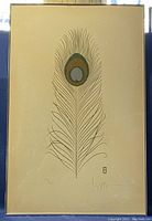 Full view of the framed serigraph showing the peacock feather artwork.