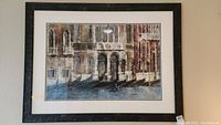 Full view of framed print showing Venice Grand Canal scene with gondolas and buildings