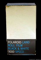 Original box of Polaroid Land Roll Film Black & White 3000 Speed, with clear text on front.