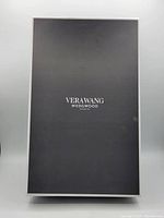 Black and white Vera Wang Wedgwood branded box showing branding on lid.