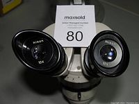 Top view of binocular eyepieces showing Nikon 10x markings