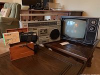 Overall view of all lot items on table