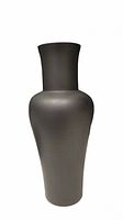 Full view of black porcelain vase showing its tall, slender profile with flared lip.