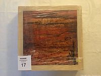 Wrapped original burnt amber toned watercolour painting on mylar mounted on board, visible abstract landscape composition, signed by Gabriele Craig