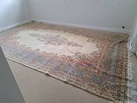 Full view of rug laid flat showing overall design and dimensions