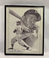 Frontal view of the Duke Snider lithograph print showing full image, signatures, and black frame.