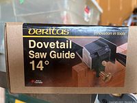 Box of Veritas dovetail saw guide showing branding and 14° angle