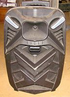 Front view of SYLVANIA SPA124 outdoor tailgate speaker showing speaker grille and design details.