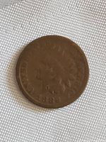 Obverse side of the 1886 Indian Head Penny showing Lady Liberty's profile and date