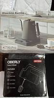 Photo showing KT90 Pro Electric Kettle box and Oberly Hand Mixer box.