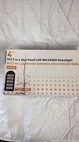 Box showing printed details of LED recessed downlights including size, pack count, and color temperature options.