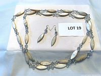 Full view of the necklace laid out flat with matching earrings in center
