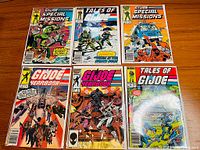 Six GI Joe Marvel comics laid flat, showing cover art and condition.