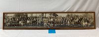 Full view of framed panoramic group photo featuring Masonic members at an outdoor gathering.