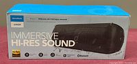 Front of the box showing the brand, model and key feature of immersive Hi-Res sound