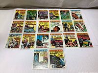 Complete set of 20 cards arranged in 4 rows, showing fronts with colorful cartoon illustrations and humorous captions, from #30 to #49.