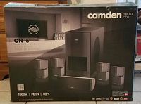 Front of the box showing product image and key specifications (1500W, HDTV, MP4)