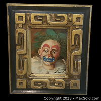 Full front view of framed clown portrait by Julian Ritter