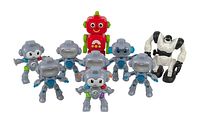 Nine assorted toy robot figures showing all items in the lot