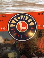 Close-up of Lionel box with prominent Lionel logo and branding
