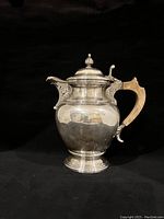 Front view of full pot showing body shape, spout, lid and handle