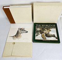 Two Robert Bateman books and a signed limited edition print laid out with cloth slipcase. Books include 'The Art of Robert Bateman' in slipcase and 'The World of Robert Bateman'.