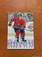 Front of the 1995/96 Parkhurst Saku Koivu rookie hockey card showing the player in Montreal Canadiens uniform.