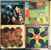 Photo showing the front covers of four vinyl LPs: Donovan Catch The Wind, Procol Harum Home, Butterfield Blues Band In My Own Dream, and Steppenwolf The Second. All covers show some wear and edge scuffing.