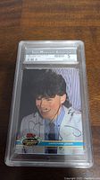 Front clear view of autographed Jaromir Jagr hockey card in plastic case with SMA label