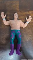 Front view of LJN Jake "The Snake" Roberts action figure showing detailed upper body, facial hair, wristbands, and tights with paint wear.