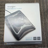 Photo of Kensington Expert Mouse Trackball wired mouse in original white box with branding and compatibility labels