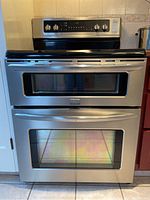 Front view of Frigidaire Gallery electric smooth top double oven range