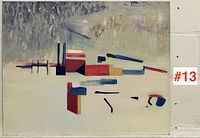 Full front view of unframed painting showing overall composition
