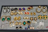 Tray of assorted costume earring pairs