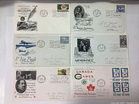 First image showing a collection of eight Canadian first day covers with various thematic stamps and commemorative illustrations from the 1960s.