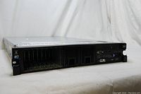 Full side view of IBM System x3650 M3 server chassis showing ventilation, drive bays, and front panel layout