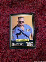 Front side of Big Boss Man WWF Wrestling card showing image and name with Swanson and WWF logos.