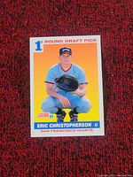 1991 Score baseball rookie card front showing Eric Christopherson in San Francisco Giants catcher uniform with draft pick info.