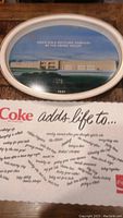 Oval Coca-Cola commemorative tray depicting the Lehigh Valley bottling plant in Bethlehem, PA, dated 1981 with white border