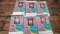 Six sealed packs of Pro Set Super Stars Musicards arranged on a table showing front packaging design.