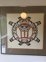 Front view of the framed native art print showing the artwork and frame.