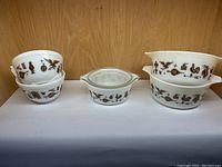 All five items displayed: 2 large casseroles, 1 small casserole with lid, 2 small mixing bowls.
