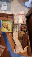 Overall boxed set with multiple mineral and gemstone items, including bottle stopper and loose stones