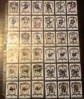 Photo shows 48 Upper Deck MVP hockey cards in three pages of sleeves in a binder, cards from 2005-2007 seasons, featuring multiple NHL players in various poses and uniforms.