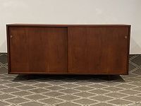 Front view of teak credenza sideboard