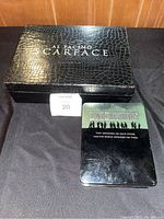 Black crocodile texture box labeled 'Al Pacino Scarface' with silver lettering on the lid