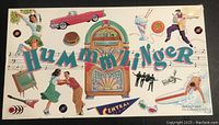 Humzinger board game box showing vintage 50s style art with dancing couple, jukebox, ice cream, records, and car.