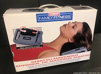 Front of original packaging showing the product branding, model visual, and features including 'Deep Kneading Action' and 'Shiatsu Massage'.
